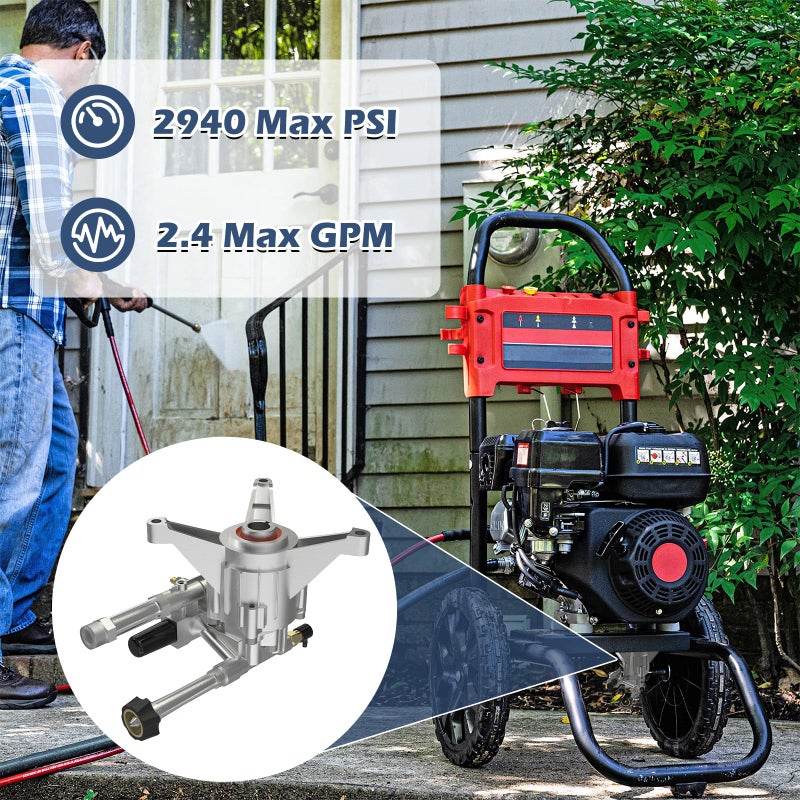 AgiiMan 7/8" Shaft Vertical Pressure Washer Pump Head, Max 2940PSI Replacement Power Washer Pump, Compatible with Craftman, Honda GC160 GC190, Homelite, Troybilt, Ryobi, RMV25G30D-EZ, SRMW22G26-EZ - Image 2